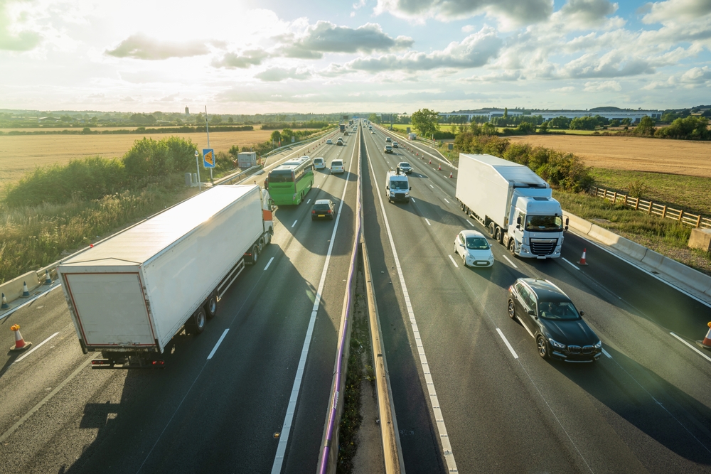Heavy,Traffic,In,Blurry,Motion,On,Uk,Motorway,In,England